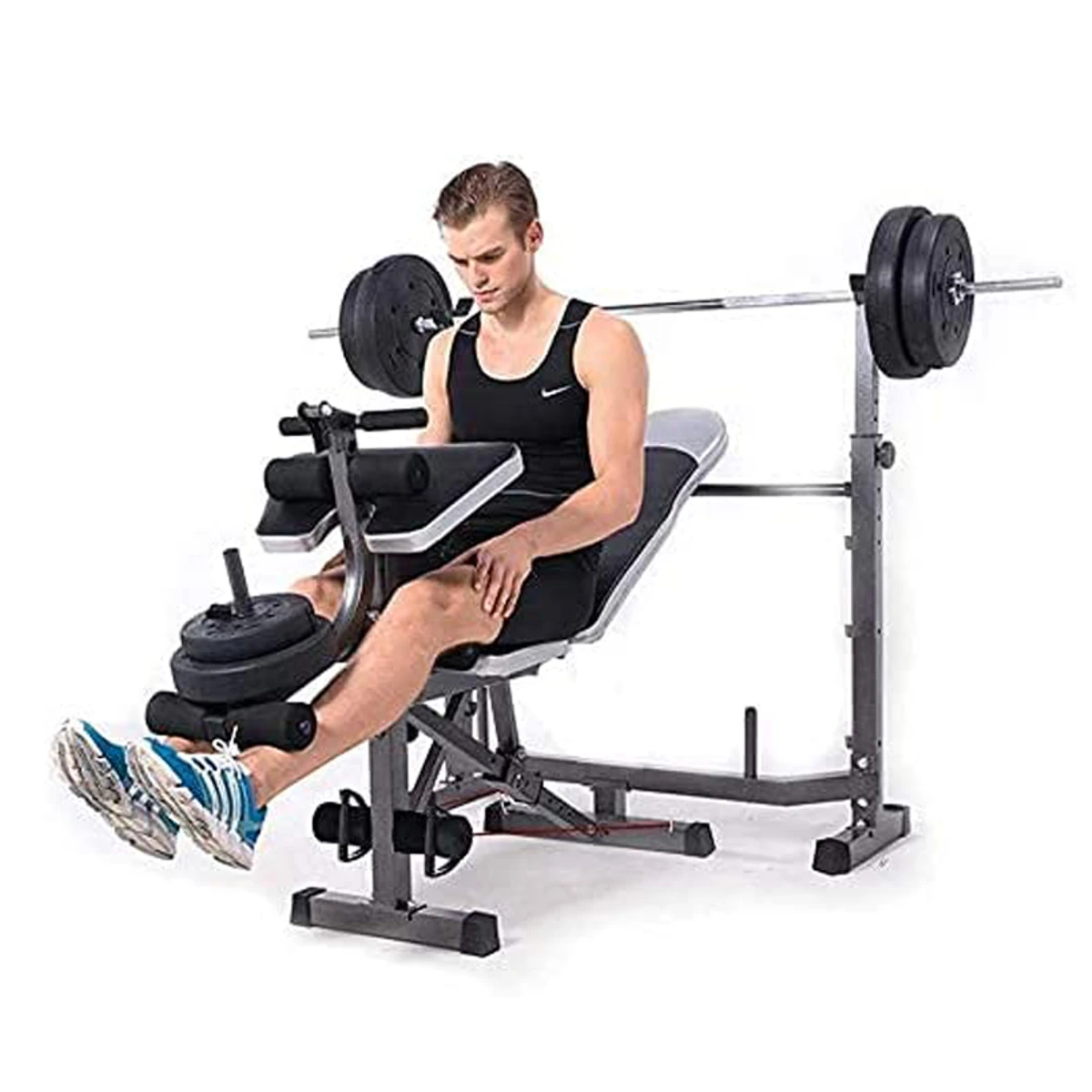 Olympic Weight Bench, Adjustable Weight Lift Bench Rack Set, Fitness Barbell Dumbbell Bench, Push Up Back Sit Up Bench,