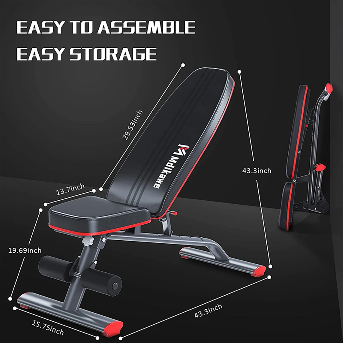 Mdikawe Adjustable Weight Bench, Folding Training Bench, Fitness Bench, Incline Bench Press Bench for Full Body Workout - Thumbnail 4