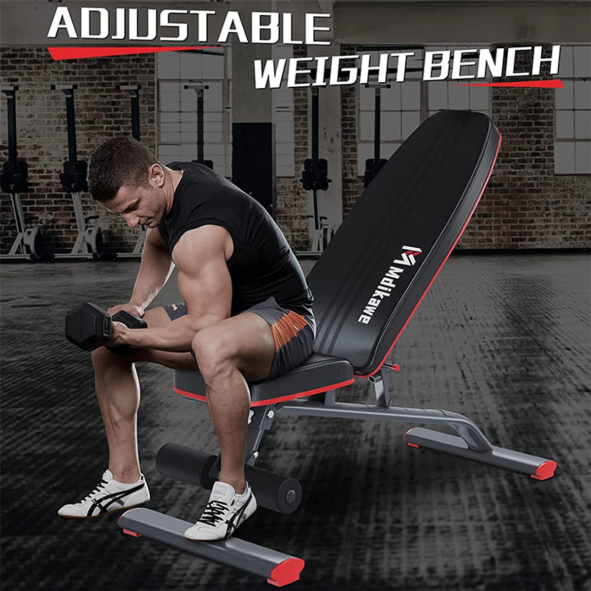 Mdikawe Adjustable Weight Bench, Folding Training Bench, Fitness Bench, Incline Bench Press Bench for Full Body Workout - Thumbnail 3