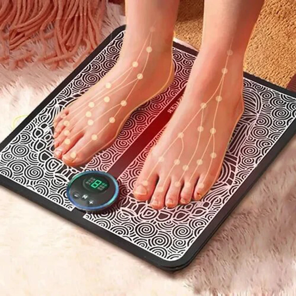 EMS Foot Massager Mat Electric Pad Blood Muscle Circulation Relief Pain LED USB